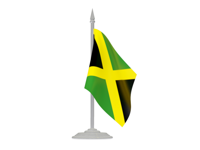 Flag with flagpole. Illustration of flag of Jamaica