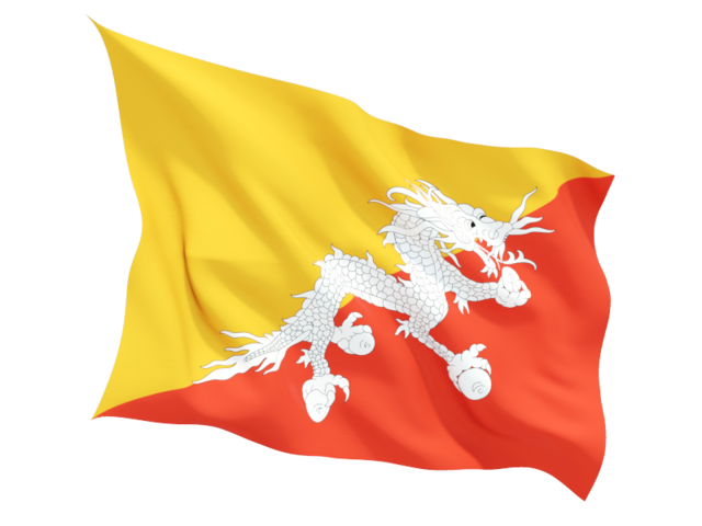 Fluttering flag. Download flag icon of Bhutan at PNG format