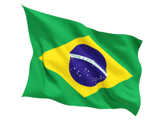 Fluttering flag. Illustration of flag of Brazil