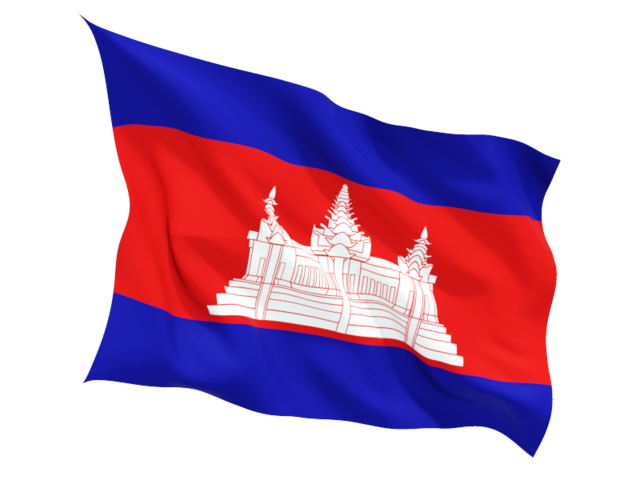Fluttering flag. Download flag icon of Cambodia at PNG format