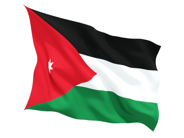 Fluttering flag. Download flag icon of Jordan at PNG format