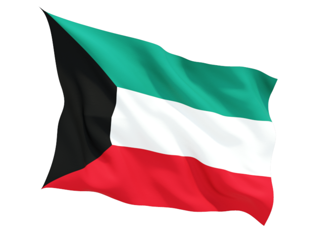 Fluttering flag. Download flag icon of Kuwait at PNG format