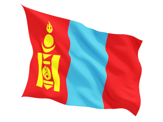 Fluttering flag. Download flag icon of Mongolia at PNG format