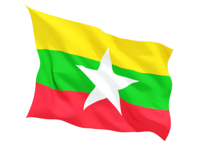 Fluttering flag. Download flag icon of Myanmar at PNG format