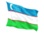 Uzbekistan. Fluttering flag. Download icon.