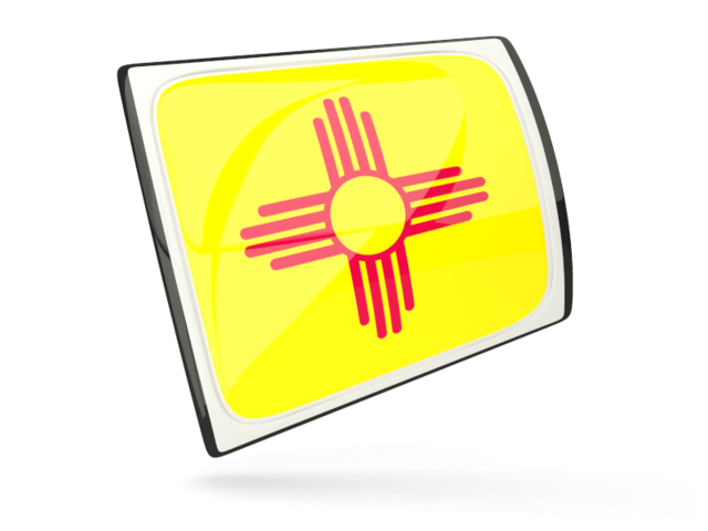 Glossy rectangular icon. Illustration of flag of New Mexico