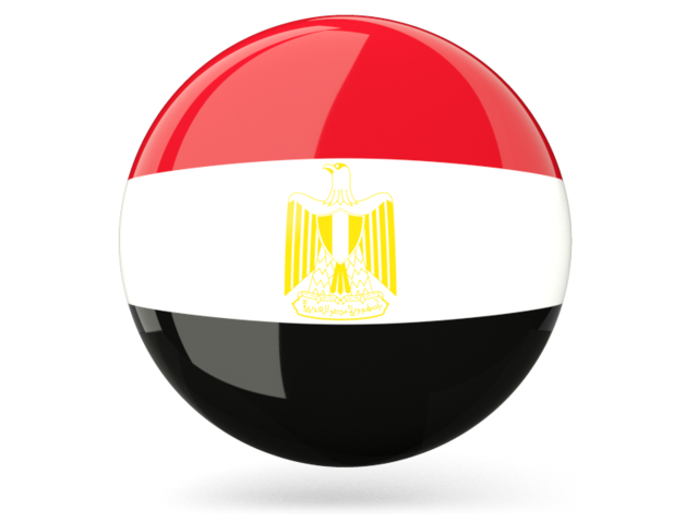 Glossy round icon. Illustration of flag of Egypt