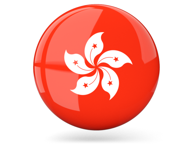 Glossy round icon. Illustration of flag of Hong Kong