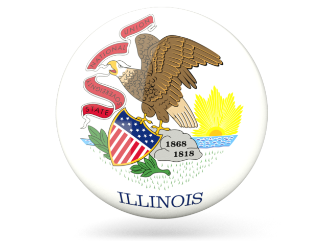 Glossy Round Icon Illustration Of Flag Of Illinois