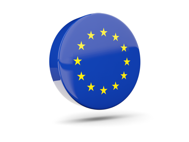 Glossy Round Icon 3d Illustration Of Flag Of European Union