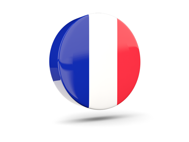 Glossy round icon 3d. Illustration of flag of France