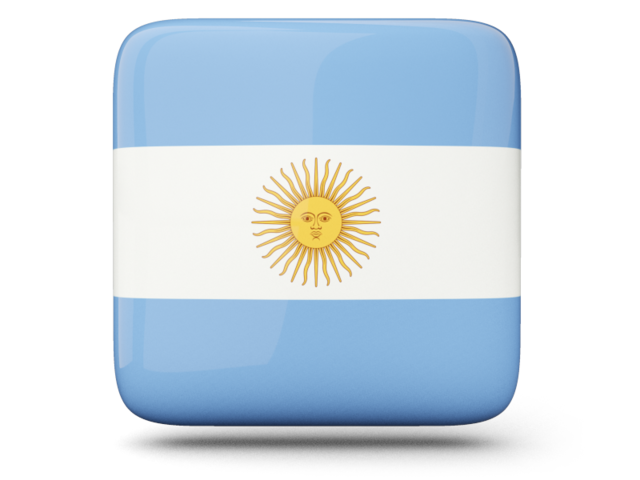 Glossy square icon. Illustration of flag of Argentina