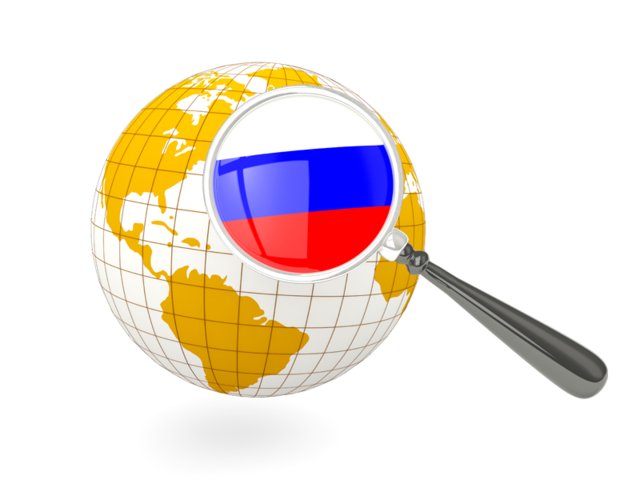 Magnified flag with globe. Download flag icon of Russia at PNG format