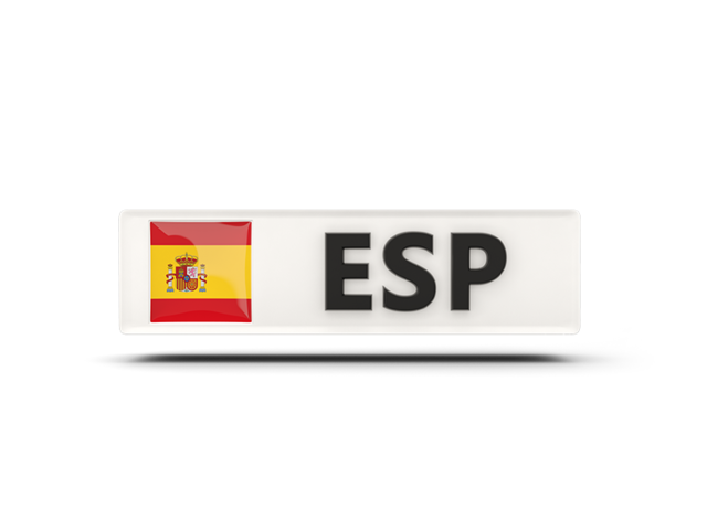 Rectangular Icon With ISO Code Illustration Of Flag Of Spain