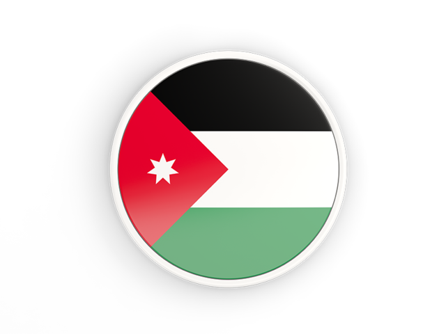Round Icon With White Frame Illustration Of Flag Of Jordan