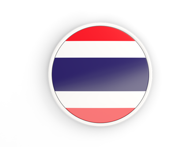 Round icon with white frame. Illustration of flag of Thailand