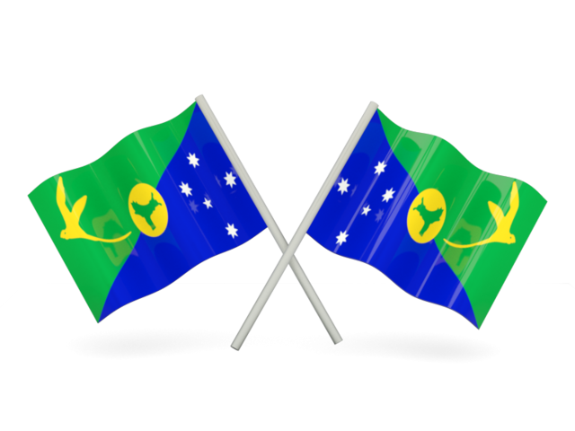 Two wavy flags. Illustration of flag of Christmas Island