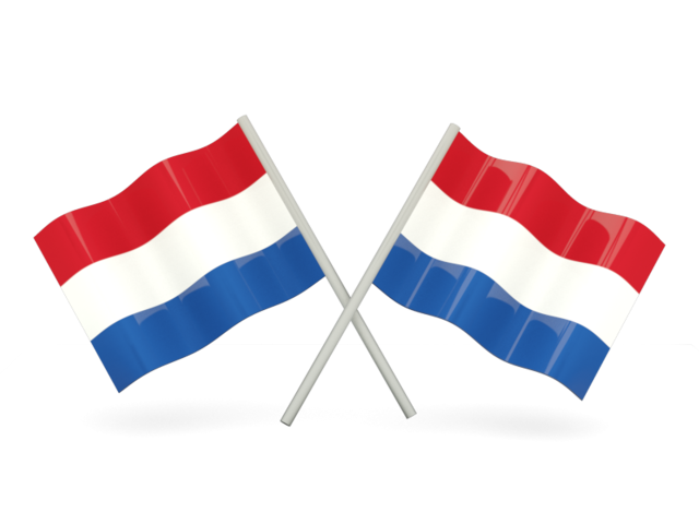 Two wavy flags. Illustration of flag of Netherlands