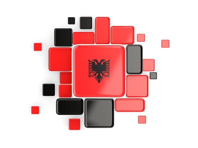 Background with square parts. Download flag icon of Albania at PNG format