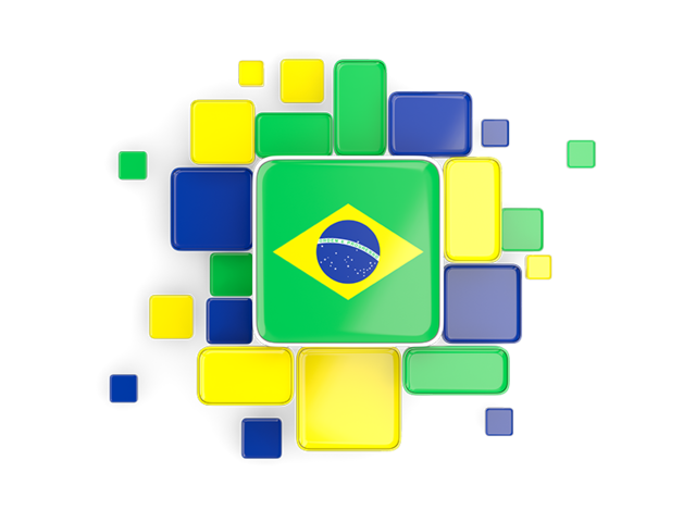 Background with square parts. Download flag icon of Brazil at PNG format