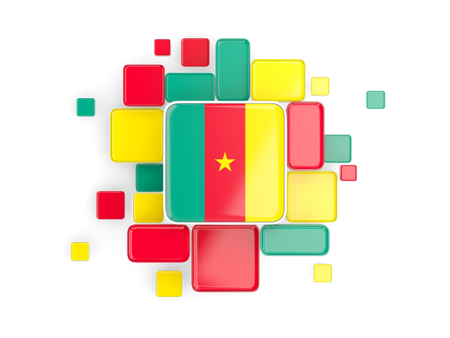 Background with square parts. Download flag icon of Cameroon at PNG format