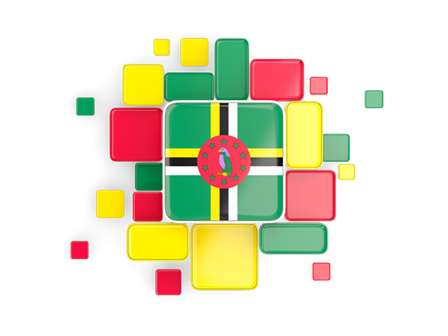 Background with square parts. Download flag icon of Dominica at PNG format