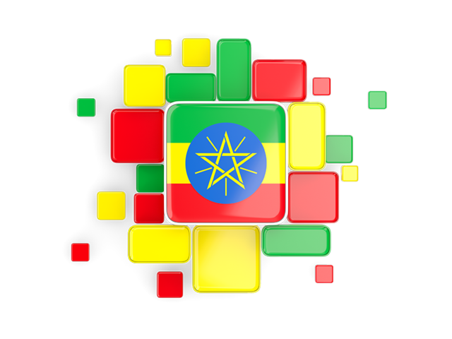 Background with square parts. Download flag icon of Ethiopia at PNG format