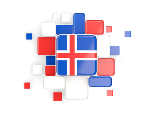 Background with square parts. Download flag icon of Iceland at PNG format
