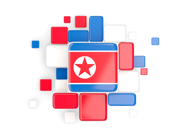 Background with square parts. Download flag icon of North Korea at PNG format