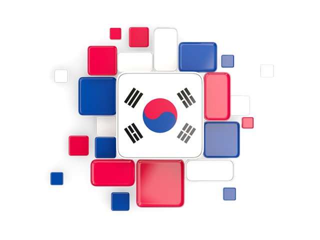 Background with square parts. Download flag icon of South Korea at PNG format