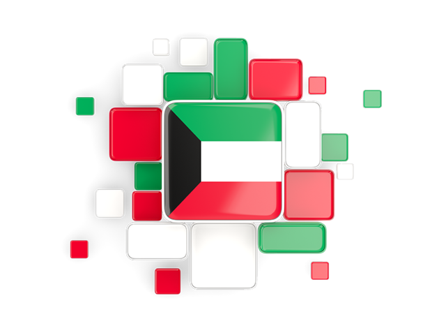 Background with square parts. Download flag icon of Kuwait at PNG format