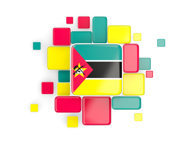 Background with square parts. Download flag icon of Mozambique at PNG format