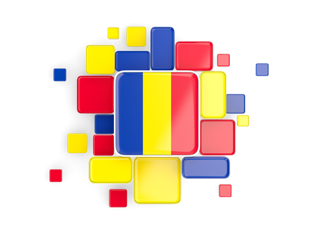 Background with square parts. Download flag icon of Romania at PNG format