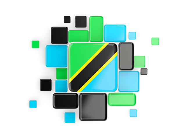 Background with square parts. Download flag icon of Tanzania at PNG format