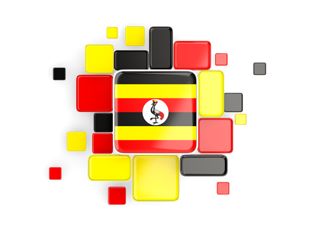 Background with square parts. Download flag icon of Uganda at PNG format