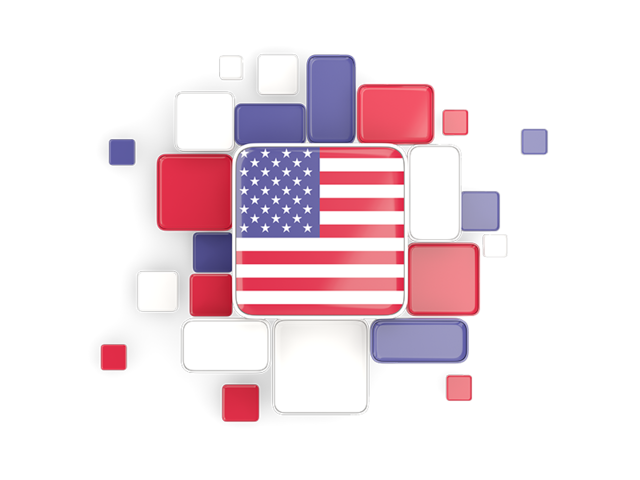 Background with square parts. Download flag icon of United States of America at PNG format