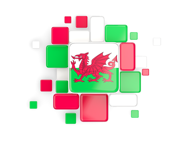 Background with square parts. Download flag icon of Wales at PNG format