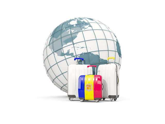 Bags on top of globe. Download flag icon of Andorra at PNG format