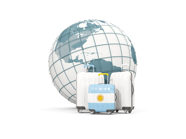 Bags on top of globe. Download flag icon of Argentina at PNG format