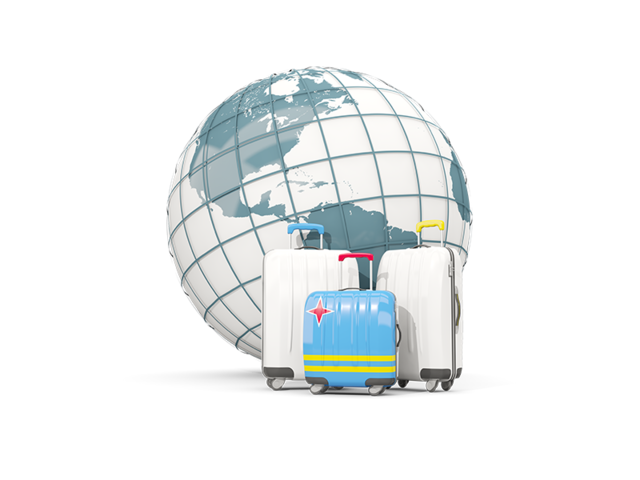 Bags on top of globe. Download flag icon of Aruba at PNG format
