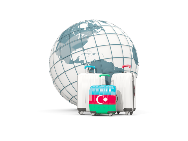 Bags on top of globe. Download flag icon of Azerbaijan at PNG format