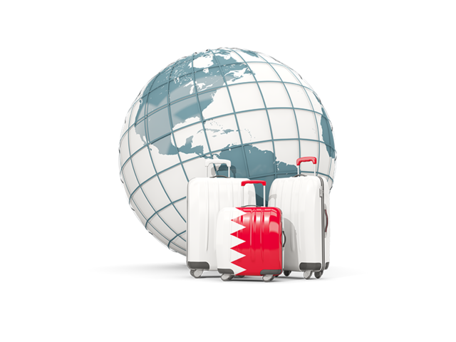 Bags on top of globe. Download flag icon of Bahrain at PNG format