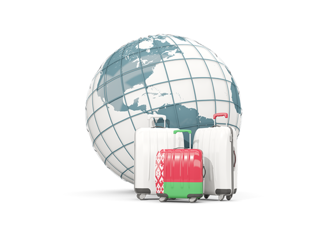 Bags on top of globe. Download flag icon of Belarus at PNG format