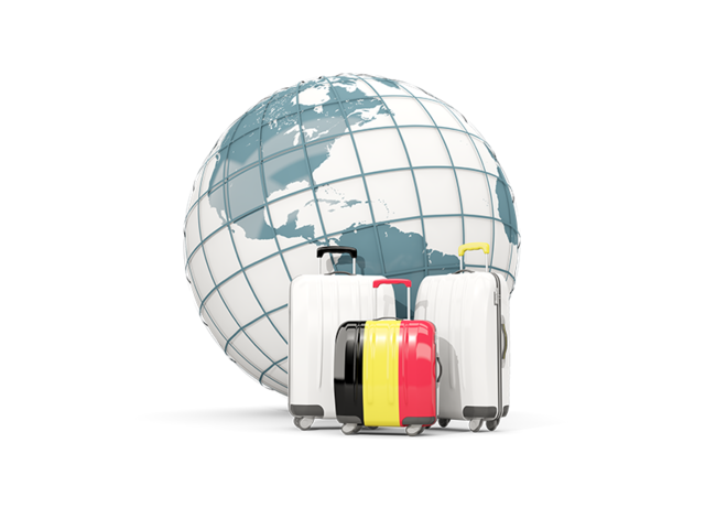 Bags on top of globe. Download flag icon of Belgium at PNG format