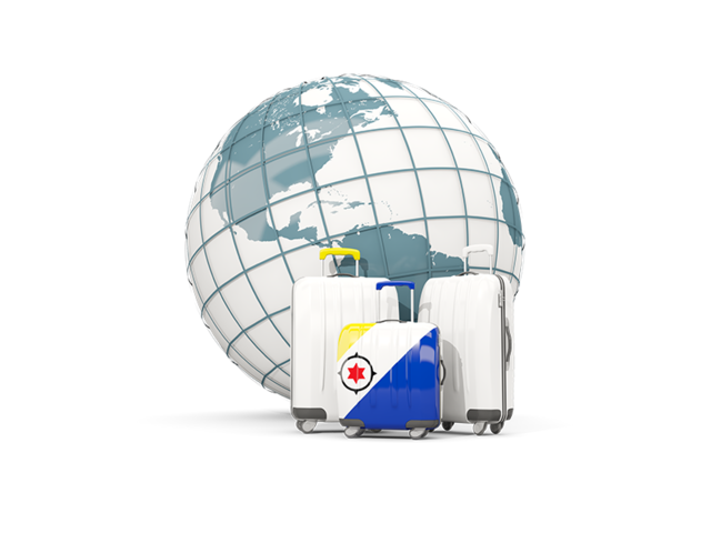 Bags on top of globe. Download flag icon of Bonaire at PNG format