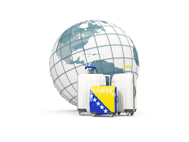 Bags on top of globe. Download flag icon of Bosnia and Herzegovina at PNG format