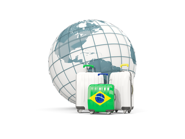 Bags on top of globe. Download flag icon of Brazil at PNG format