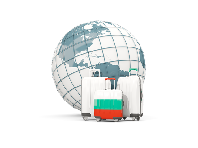 Bags on top of globe. Download flag icon of Bulgaria at PNG format