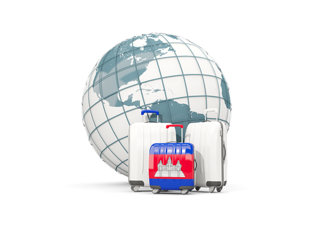 Bags on top of globe. Download flag icon of Cambodia at PNG format