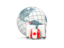 Canada. Bags on top of globe. Download icon.